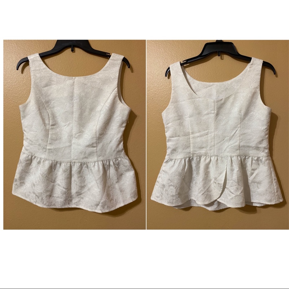 BN VRG White floral peplum sleeveless top